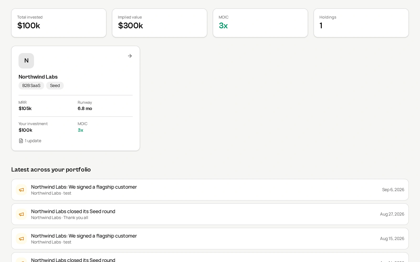 TenX investors demo workspace